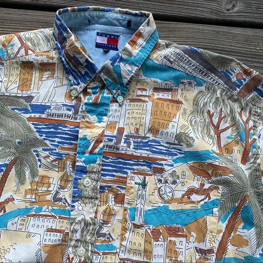 VTG Tommy‎ Hilfiger Hawaiian Shirt men’s Sz M